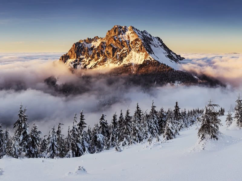 Berge & Gebirge Winter Mala Fatra slowakei als Acrylglasverbund Bild 160x120cm