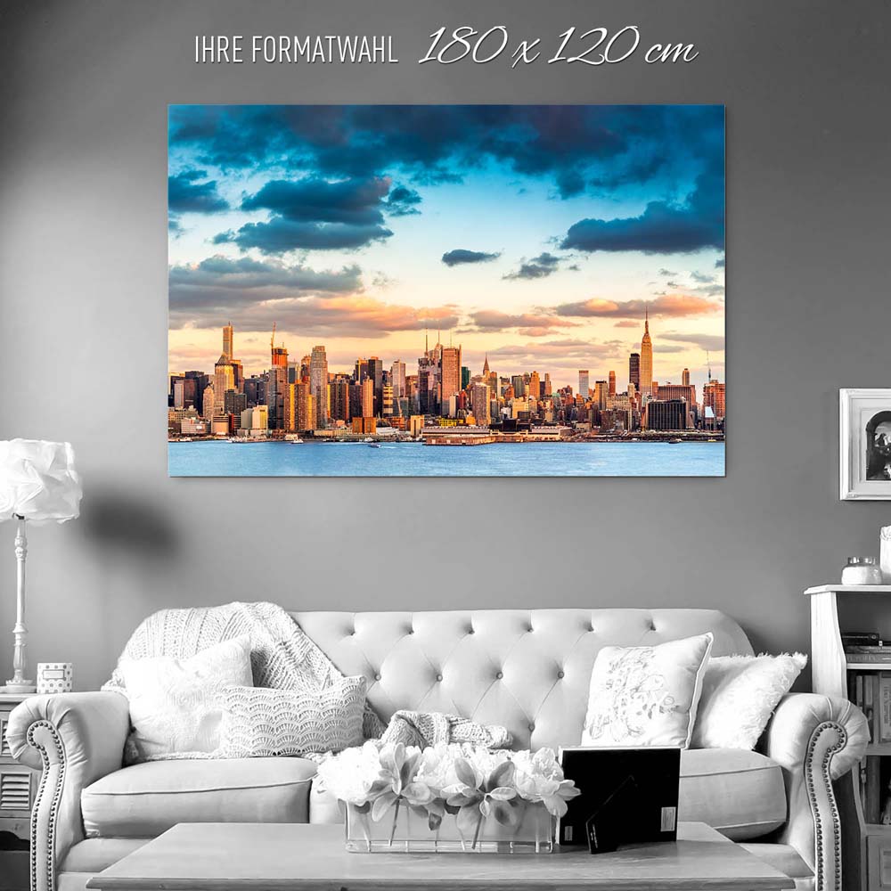 XXL Alu-Dibond Bild 180x120cm groß, Skyline Panorama von New York