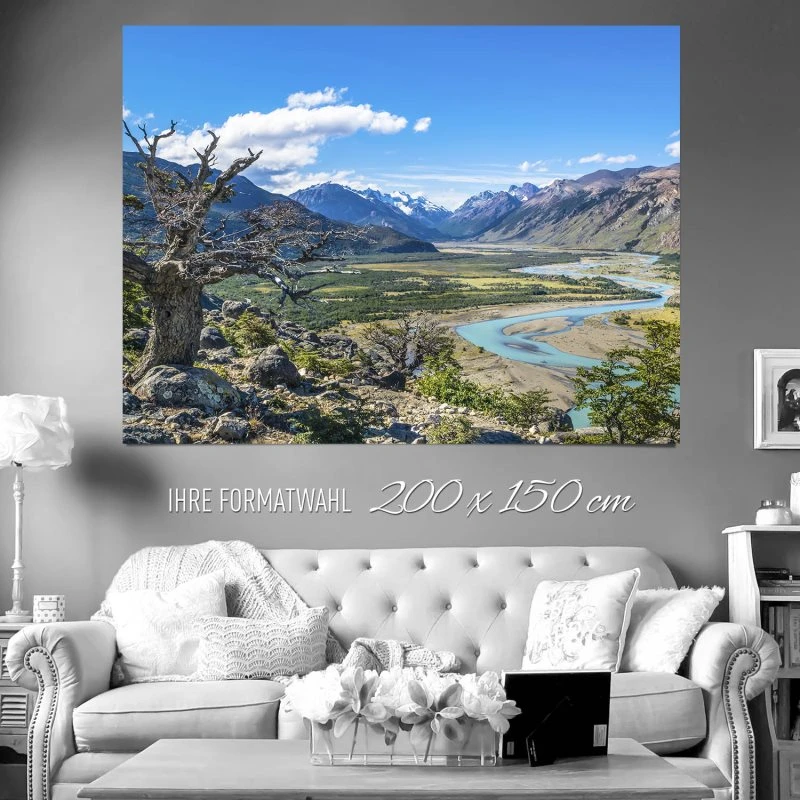 XXL Poster 200x150cm Berge & Gebirge Patagonien Flüsse