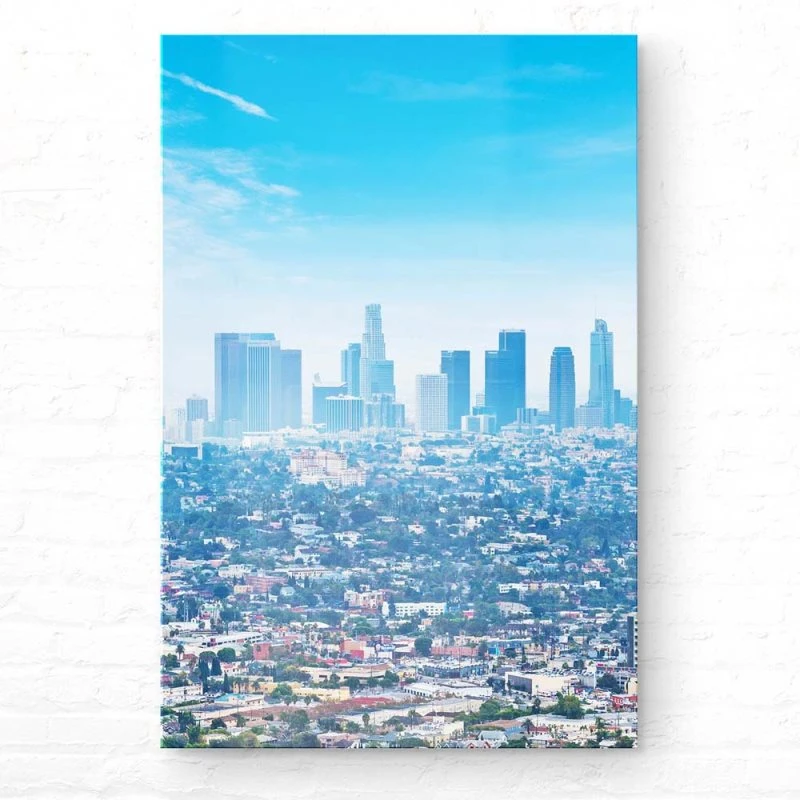 Skyline im XXL Hochformat, Los Angeles Panorama als Acrylglasbild 100x150cm