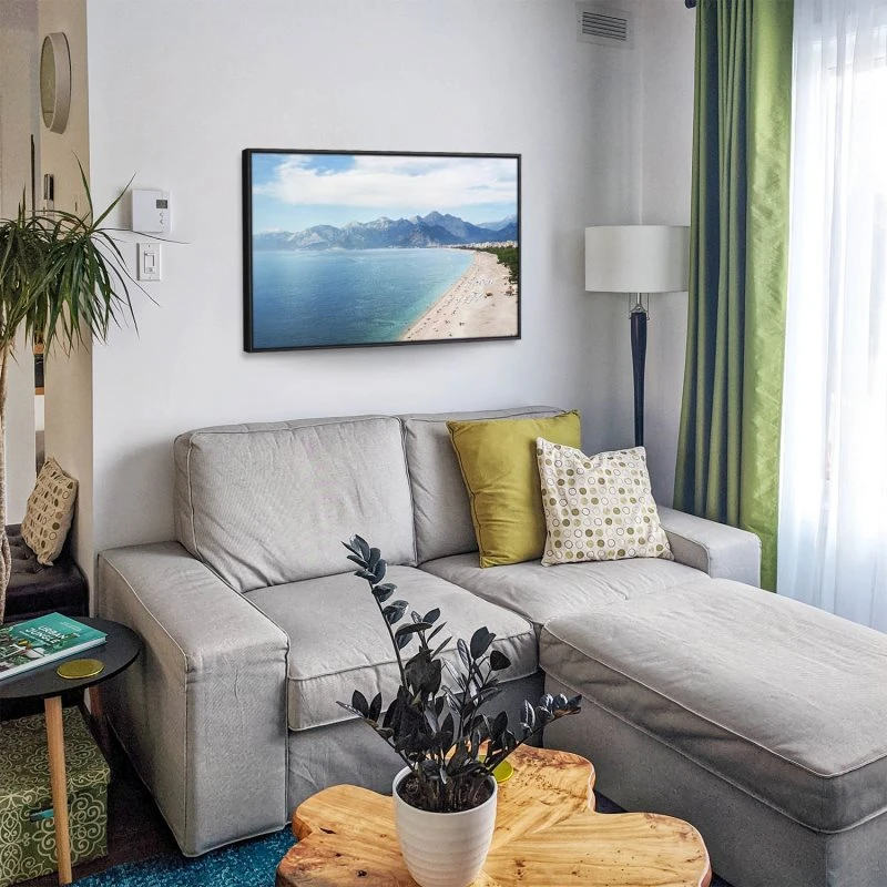 Berge & Gebirge Türkei Antalya Strand im schwarzen Bilderrahmen, 100x70cm