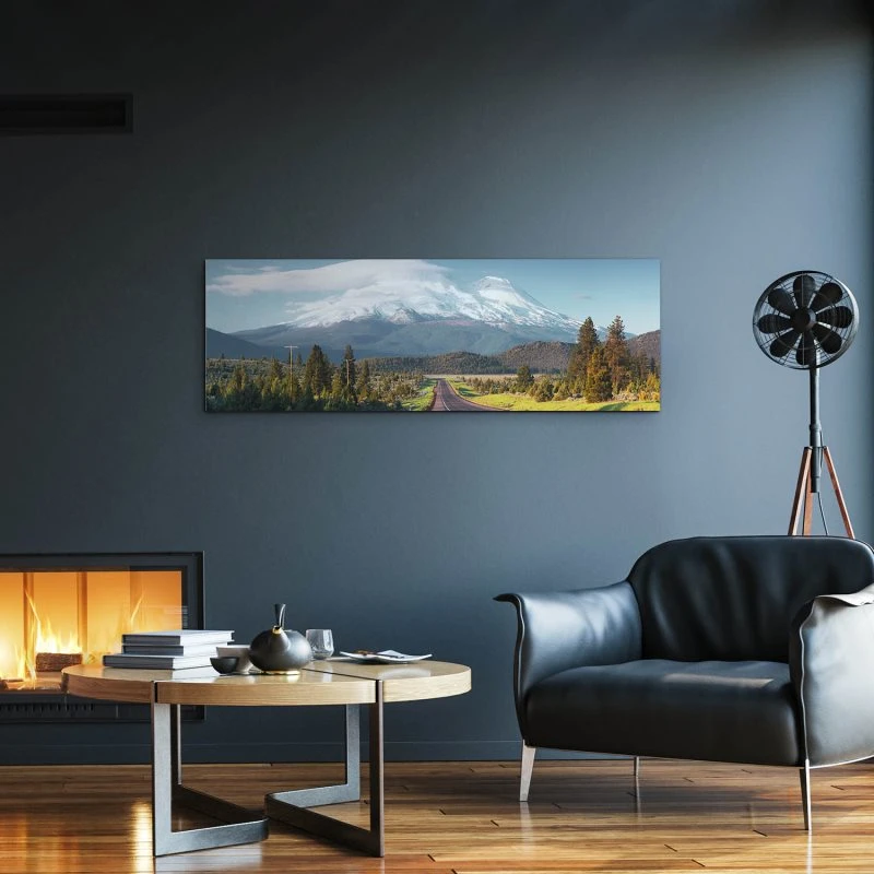 Alu-Dibond Bild 150x50cm groß Berge & Gebirge Road to Mounts Shasta USA