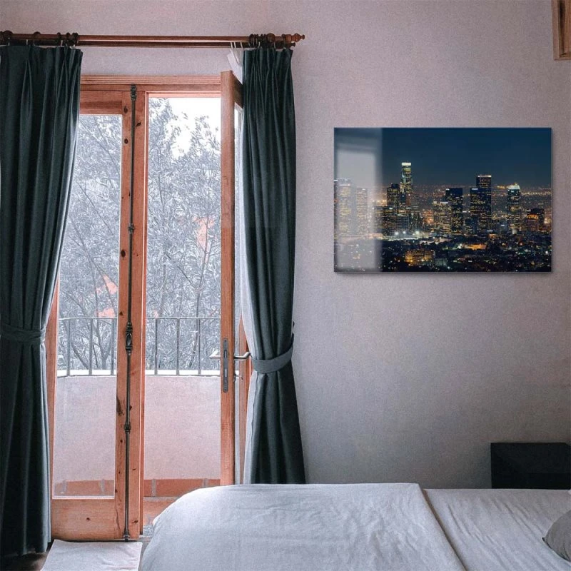 Skyline Los Angeles Nachts als Acrylglasverbund Bild 180x90cm