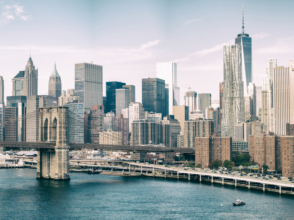 Poster NYC Manhatten mit Bridge Skyline, 100x75cm groß