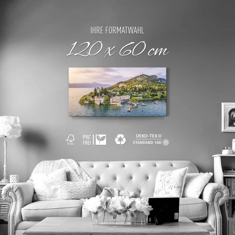 Leinwandbild 120x60cm Strand & Meer, Punta San Vigilio, Gardasee
