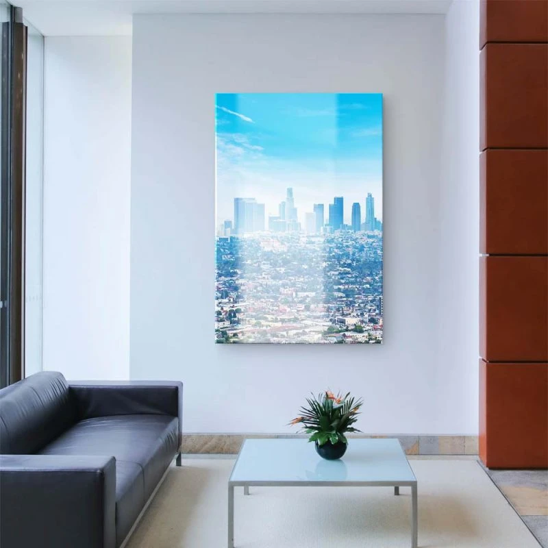 Skyline im XXL Hochformat, Los Angeles Panorama als Acrylglasbild 100x150cm
