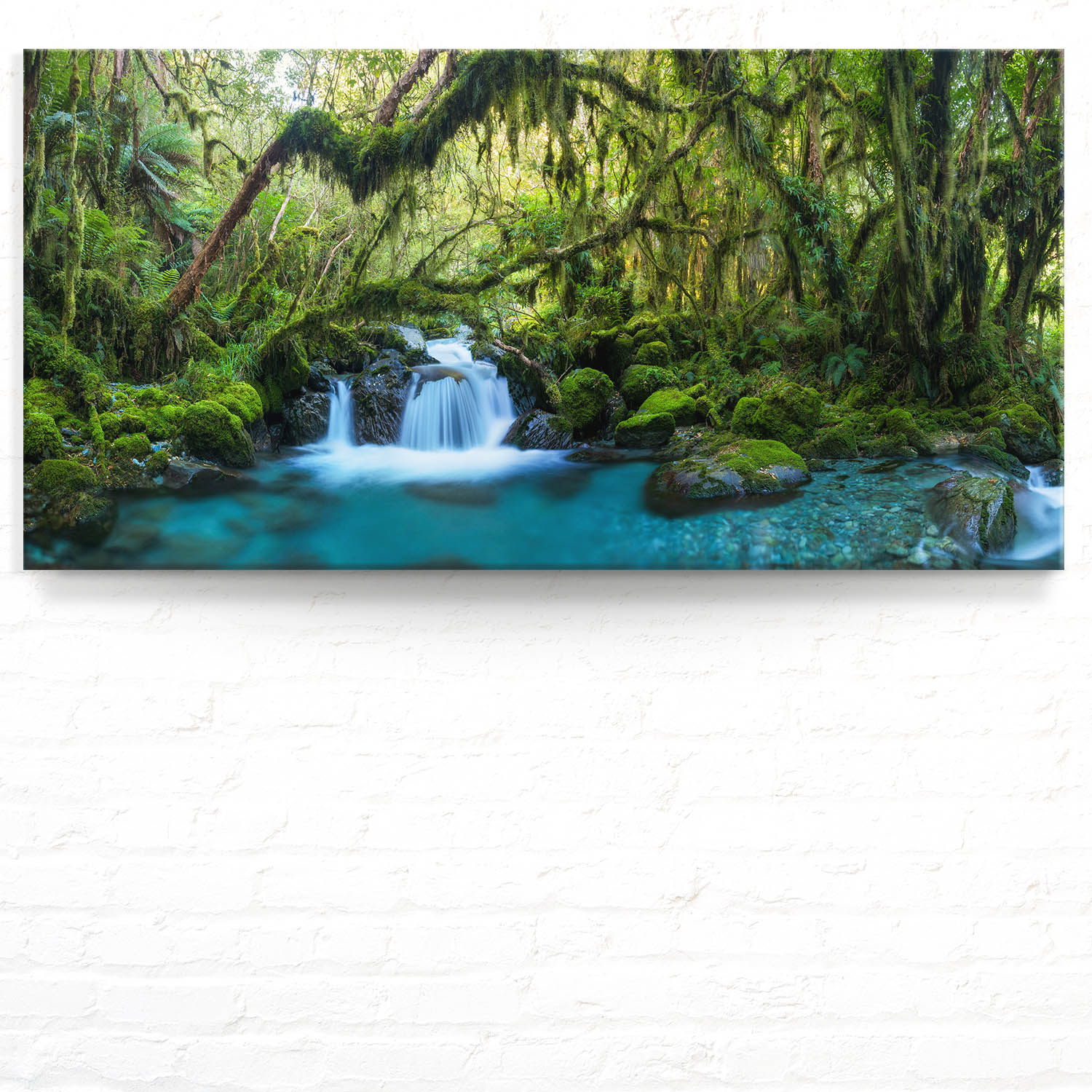 Dschungel idylischer Bachlauf als Keilrahmenbild 180x90cm