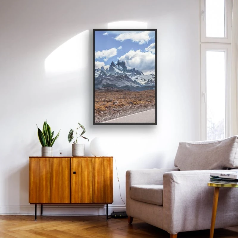 Berge & Gebirge Fitz Roy im Hochformat 80x120cm mit schwarzen Bilderrahmen