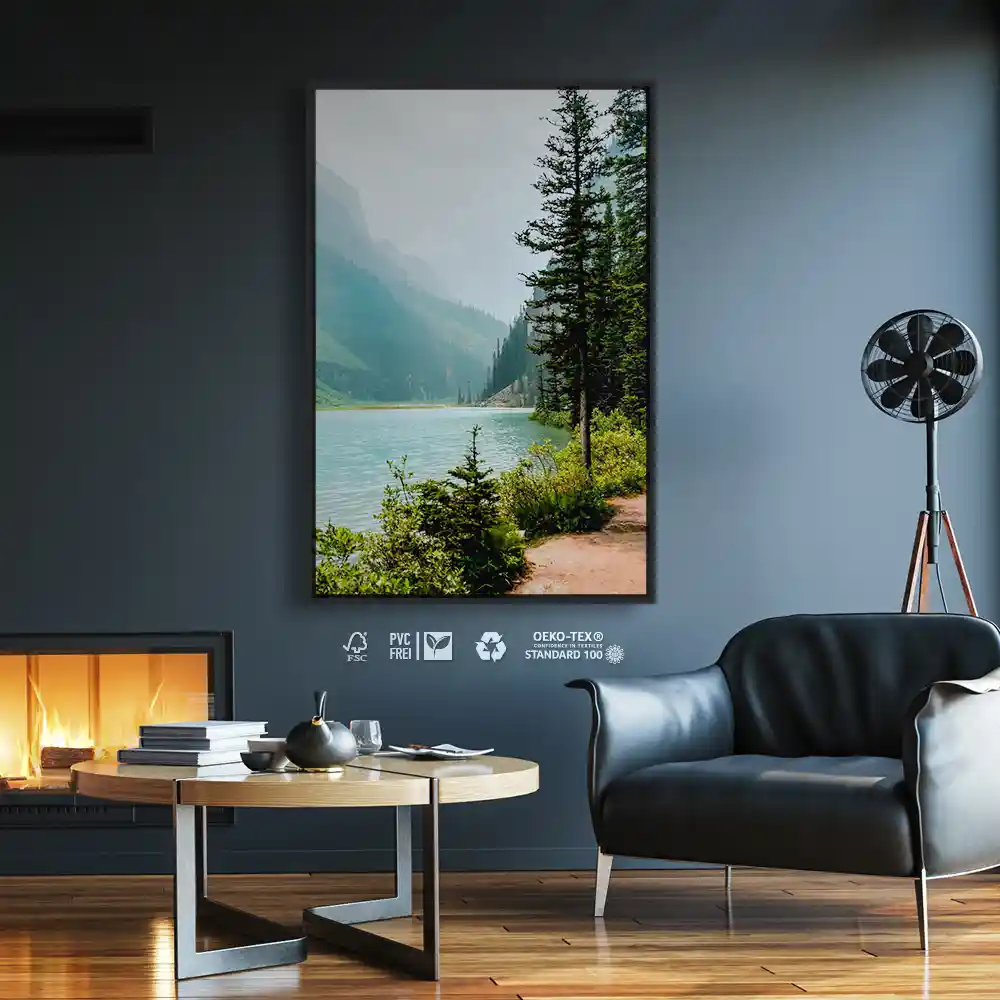 Flüsse & Seen Banff National Park Kanada im Hochformat 80x120cm mit schwarzen Bilderrahmen