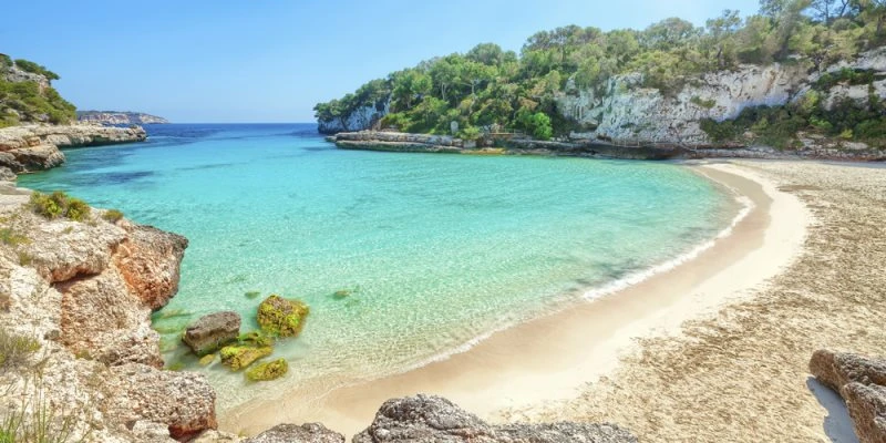 Strand & Meer Cala Llombards, Insel Mallorca als Alu-Dibond Bild 120x60cm