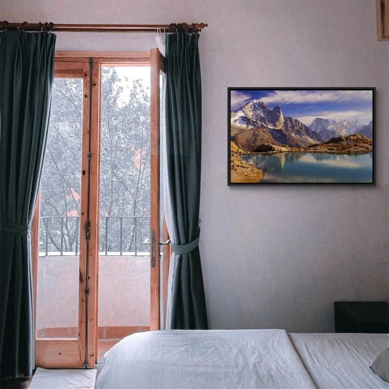 Berge & Gebirge Crystal Lakes Franz. Alpen im schwarzen Bilderrahmen, 100x70cm