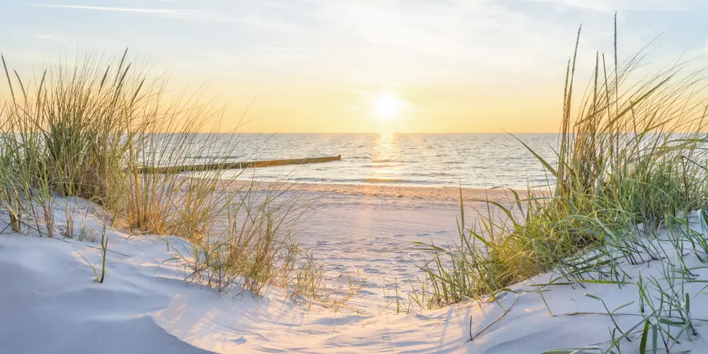 Strand & Meer Ostsee Sonnenuntergang als Acrylglas Bild 120x60cm
