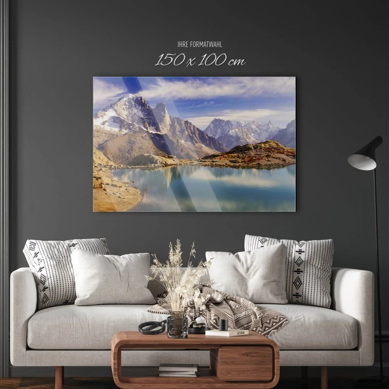 Berge & Gebirge Crystal Lakes Franz. Alpen als XXL Acrylglasbild 150x100cm