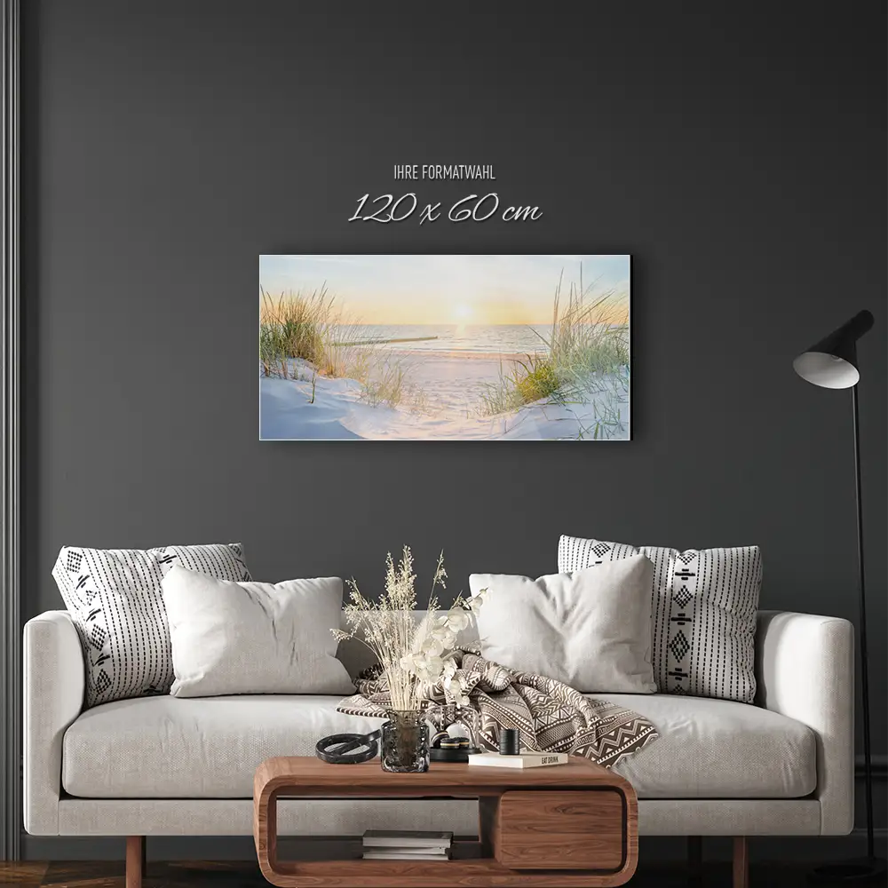 Strand & Meer Ostsee Sonnenuntergang als Acrylglas Bild 120x60cm