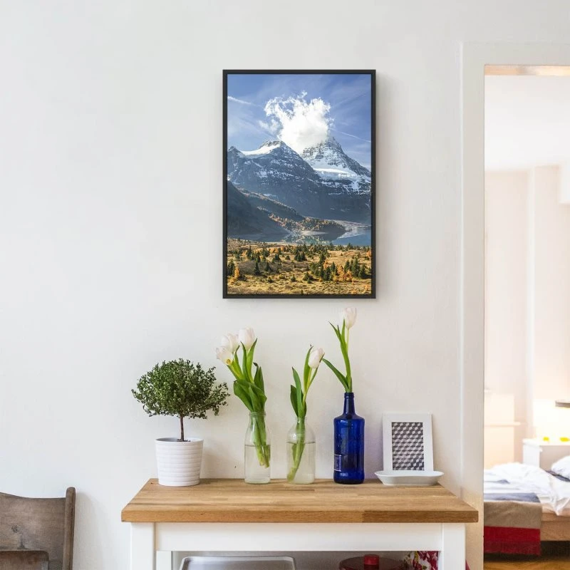 Berge & Gebirge Mount and Lake Magog Kanada im Hochformat 80x120cm mit schwarzen Bilderrahmen