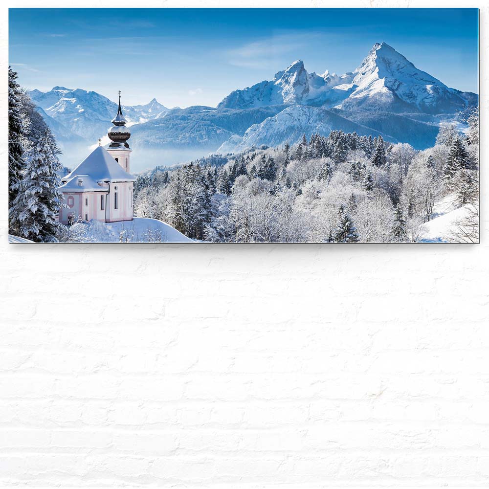 Berge & Gebirge Winter in den Alpen als Acrylglasverbund Bild 180x90cm