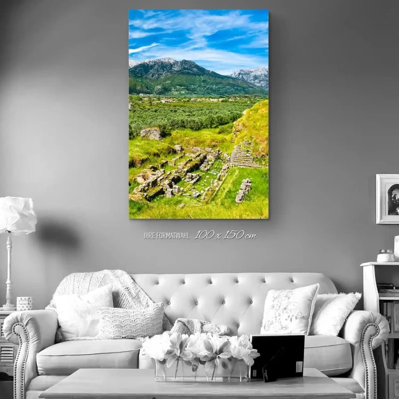 XXL Berge & Gebirge Alu-Dibond Bild im Hochformat 100x150cm, Motiv Griechenland Sparta