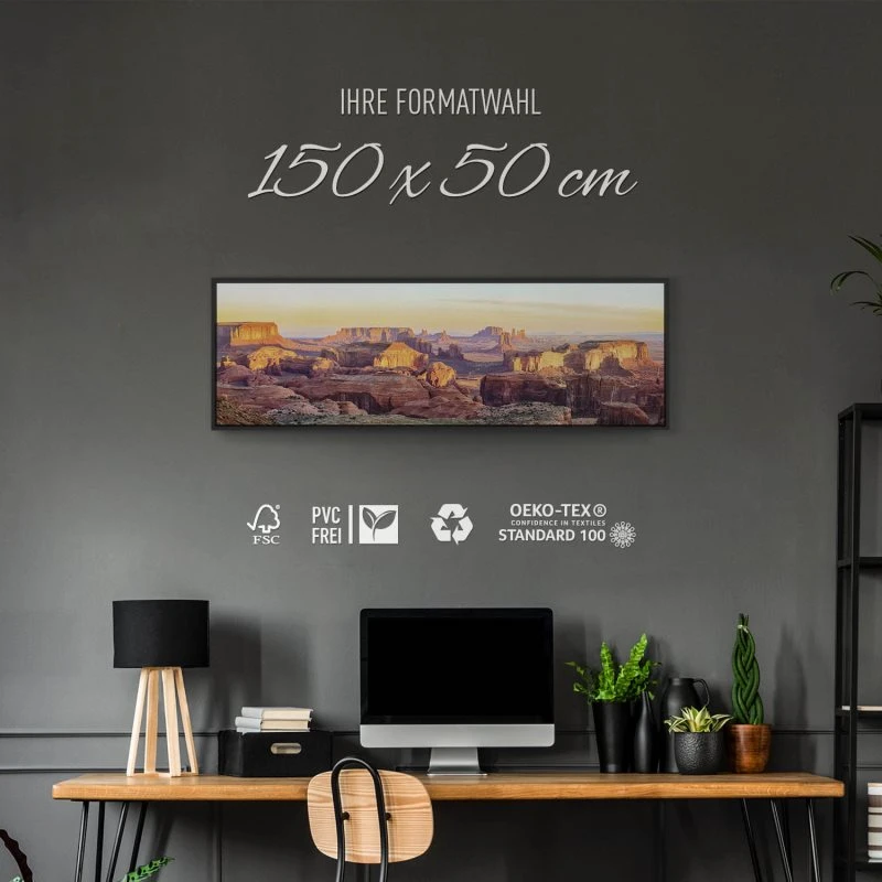 Berge & Gebirge Grand Canyon USA II im schwarzen Bilderrahmen, 150x50cm