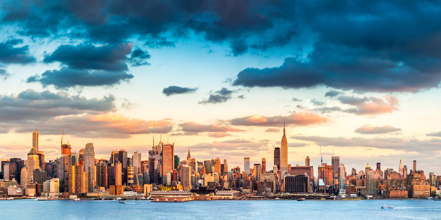 Panorama Acrylglasbild 180x90cm Skyline Panorama von New York