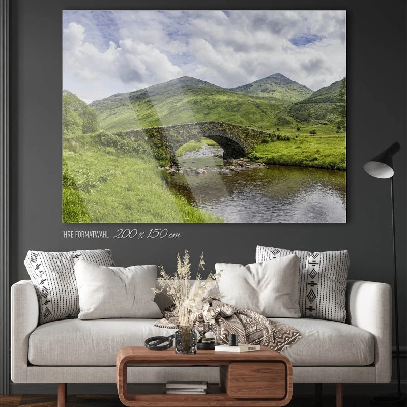 200x150cm großes Acrylglasbild, Berge & Gebirge Schottland Butter Bridge