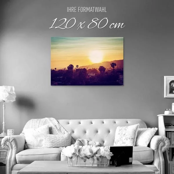 Skyline Los Angeles sunset als Alu-Dibond Bild 120x80cm