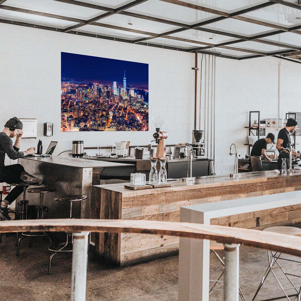Poster Manhatten bei Nacht Skyline, 100x75cm groß