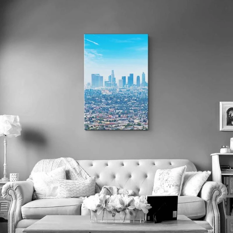 Keilrahmen Bild XXL Hochformat Skyline Los Angeles Panorama 80x120cm groß