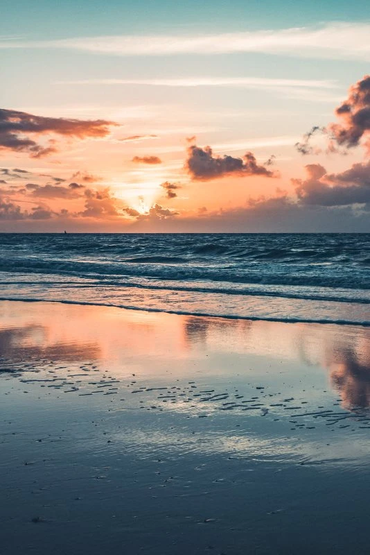 Alu-Dibond Bild im Hochformat, Strand & Meer Sonnenuntergang Nordsee 80x120cm