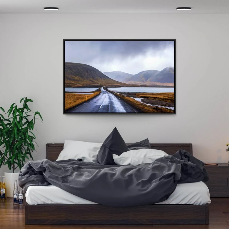 Berge & Gebirge Halbinsel Snæfellsnes Island im schwarzen Bilderrahmen, 160x120cm
