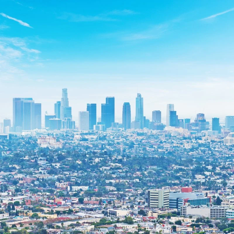Skyline Los Angeles Panorama als Acrylglas Bild 80x80cm