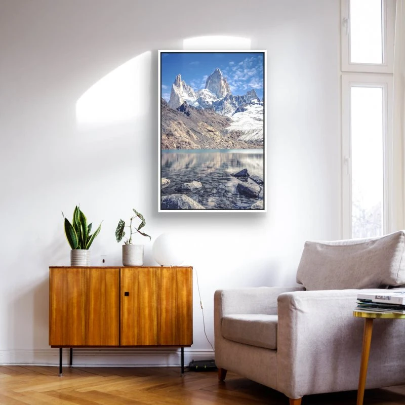 Berge & Gebirge im Hochformat 80x120cm Fitz Roy und  Cerro Torre mit weißen Bilderrahmen