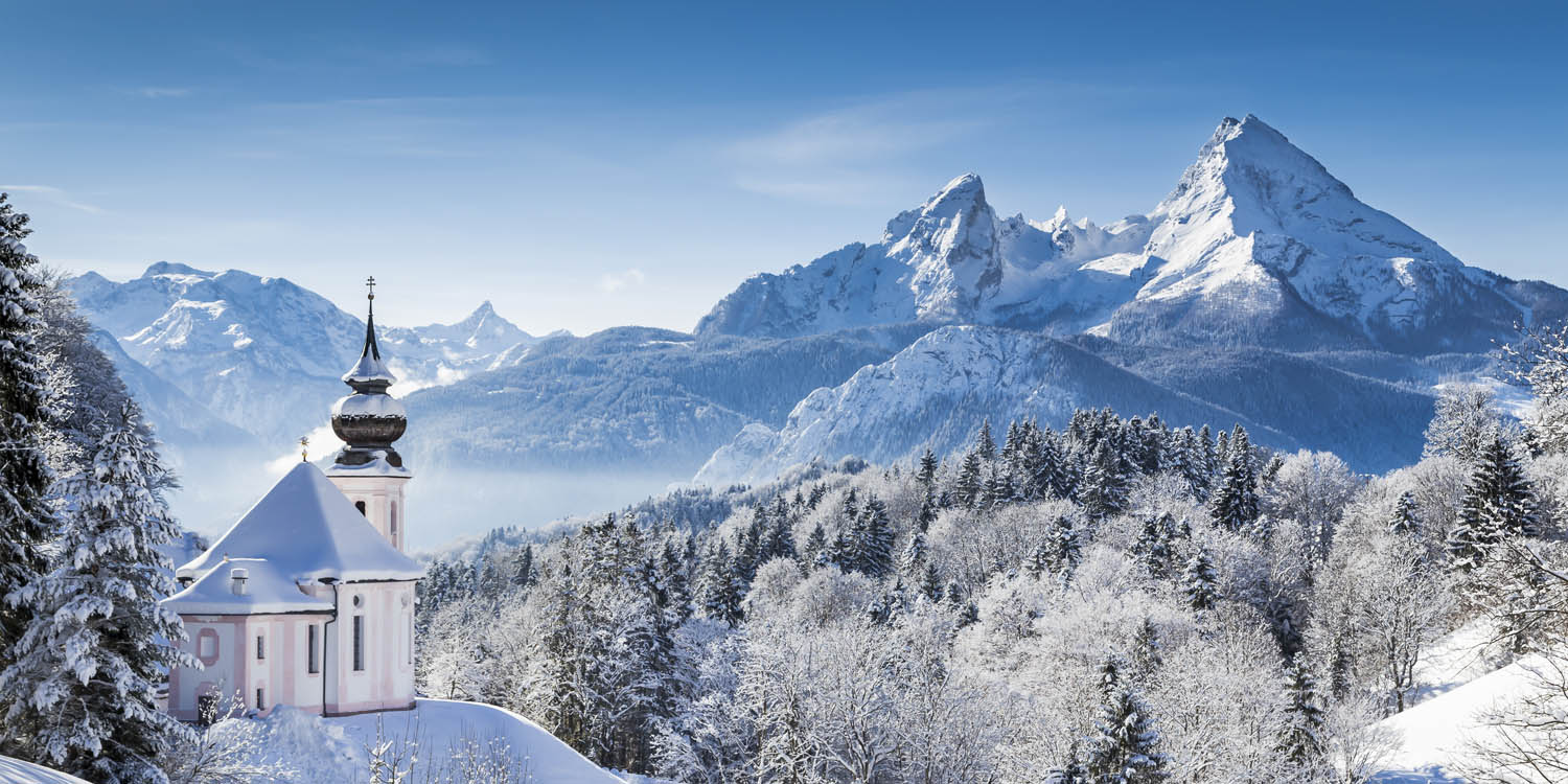 Berge & Gebirge Winter in den Alpen als Acrylglasverbund Bild 180x90cm