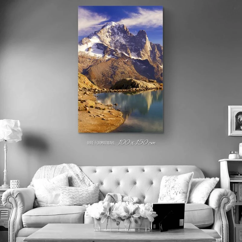 XXL Berge & Gebirge Alu-Dibond Bild im Hochformat 100x150cm, Motiv Crystal Lakes Franz. Alpen