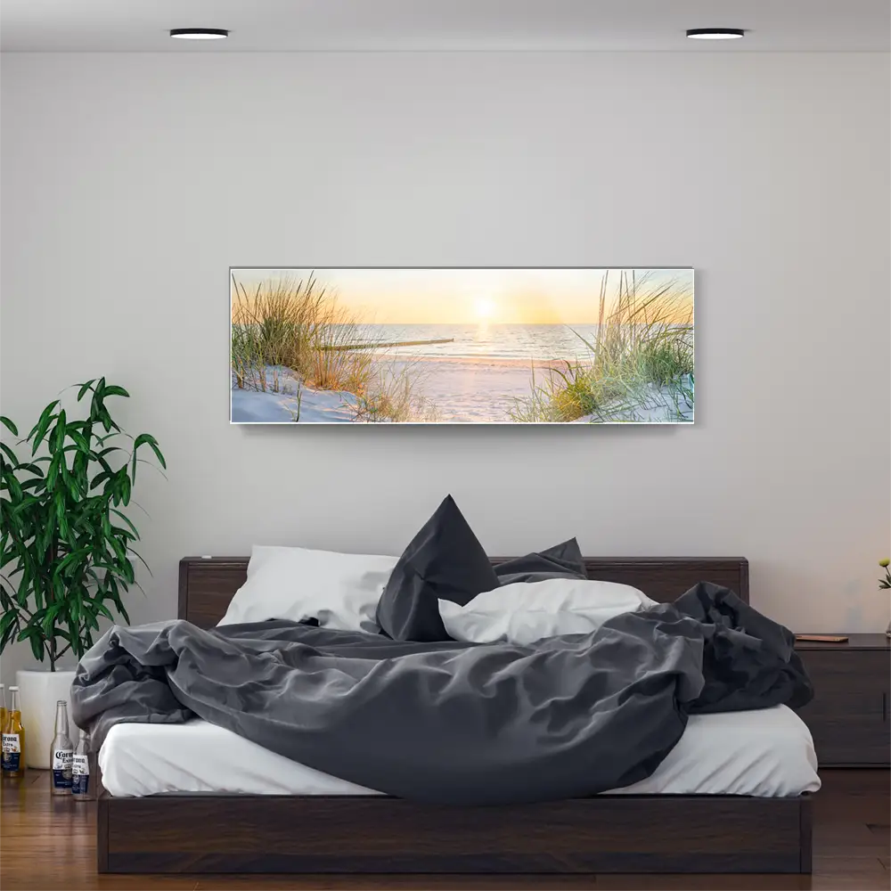 Strand & Meer Ostsee Sonnenuntergang als Acrylglasverbund Bild 150x50cm