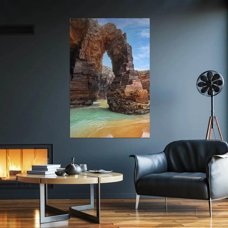 Poster 40x60cm im Hochformat, Playa de las Catedrales Strand & Meer