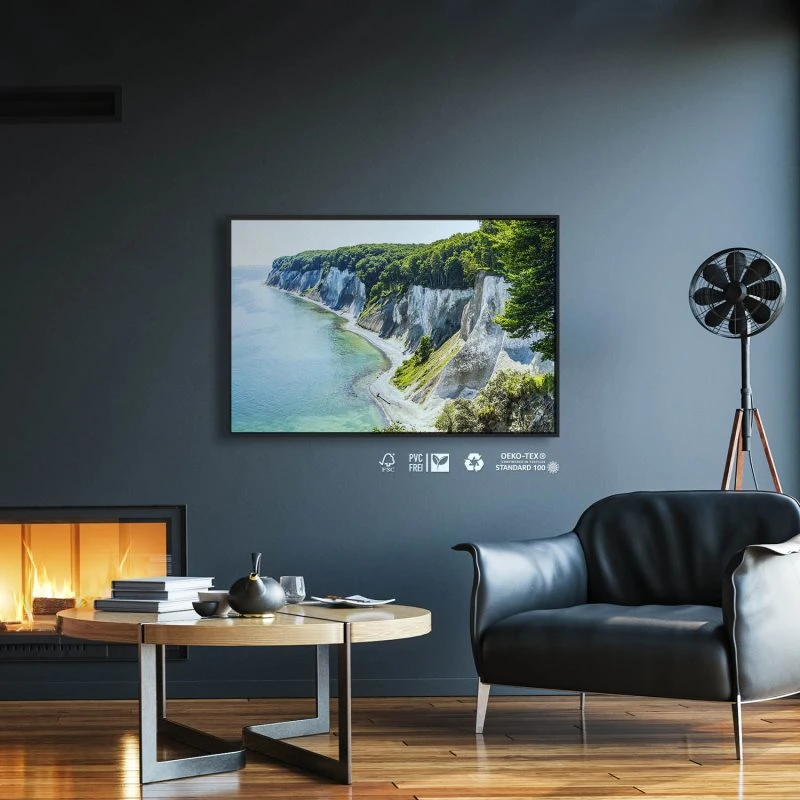 Strand & Meer Insel Rügen Ostsee im schwarzen Bilderrahmen, 120x60cm