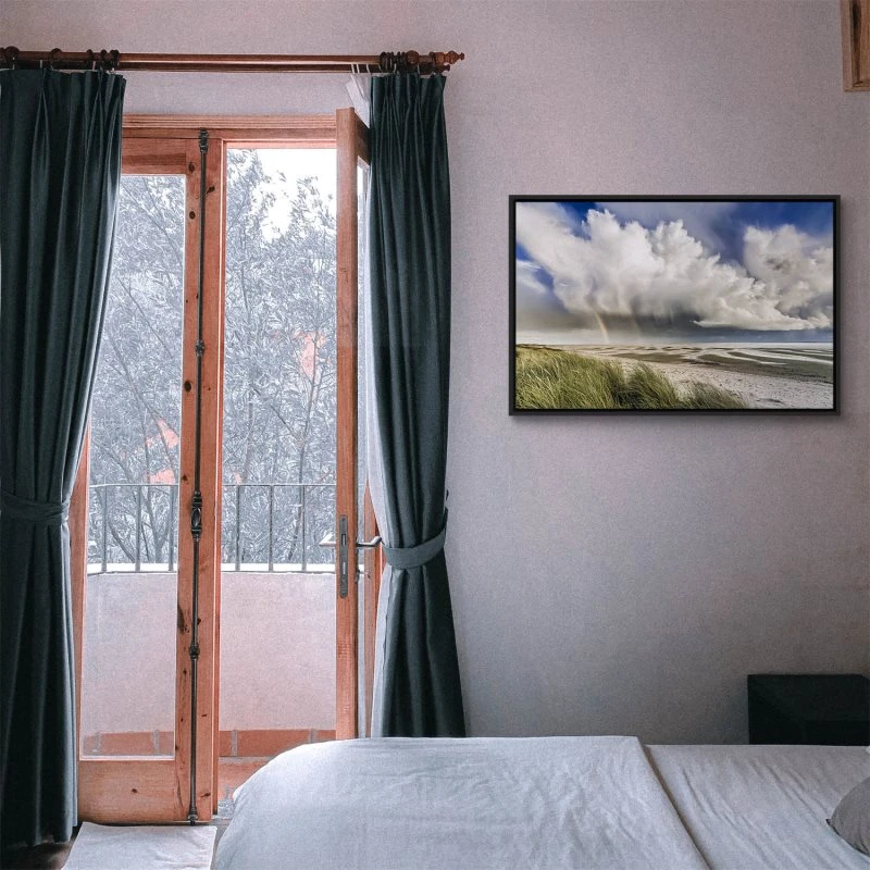 Strand & Meer Wattenmeer Nordsee im schwarzen Bilderrahmen, 120x60cm