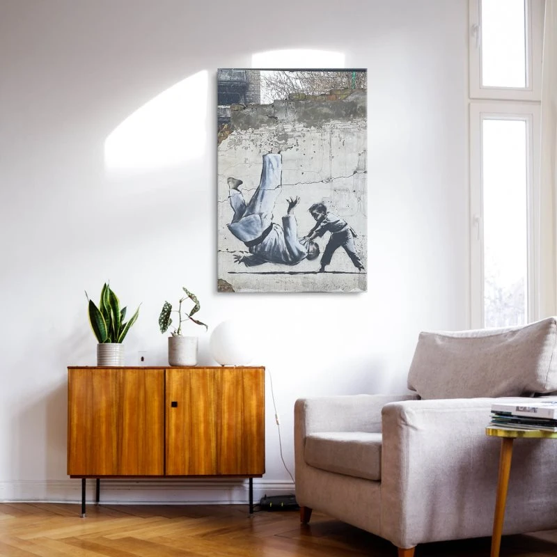 Leinwandbild 60x90cm Hochformat, Banksy Ukraine Judo