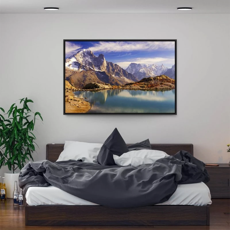 Berge & Gebirge Crystal Lakes Franz. Alpen im schwarzen Bilderrahmen, 200x150cm
