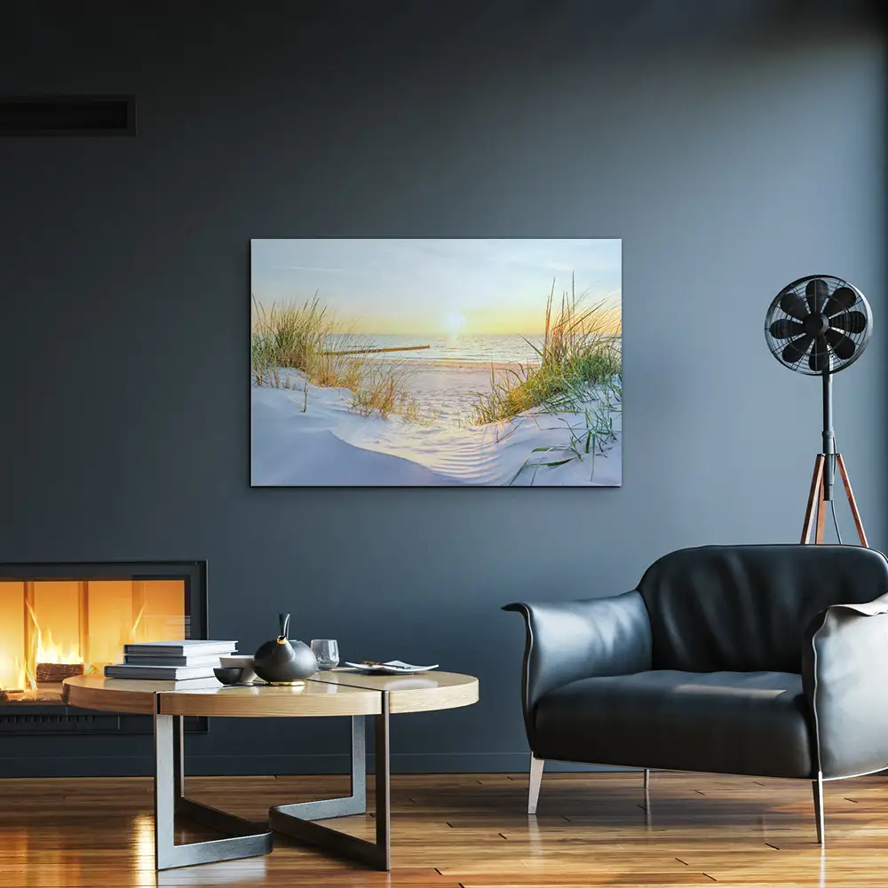 Strand & Meer Ostsee Sonnenuntergang als Alu-Dibond Bild 120x60cm
