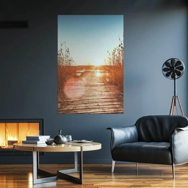 Poster 40x60cm im Hochformat, Bootsteeg Flüsse & Seen