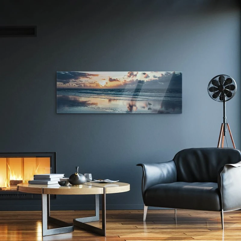 Strand & Meer Sonnenuntergang Nordsee als Acrylglasverbund Bild 150x50cm