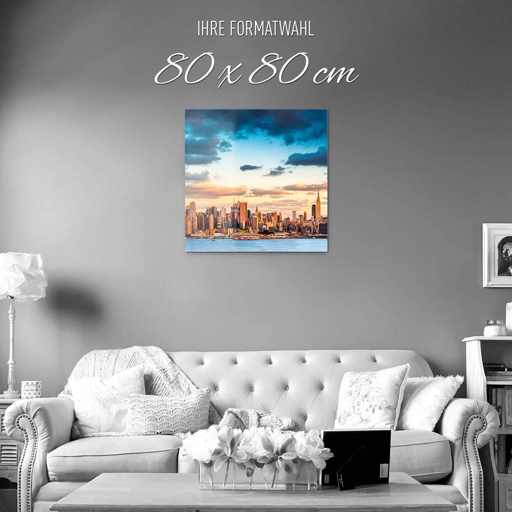 Skyline Panorama von New York als Acrylglasverbund Bild 80x80cm