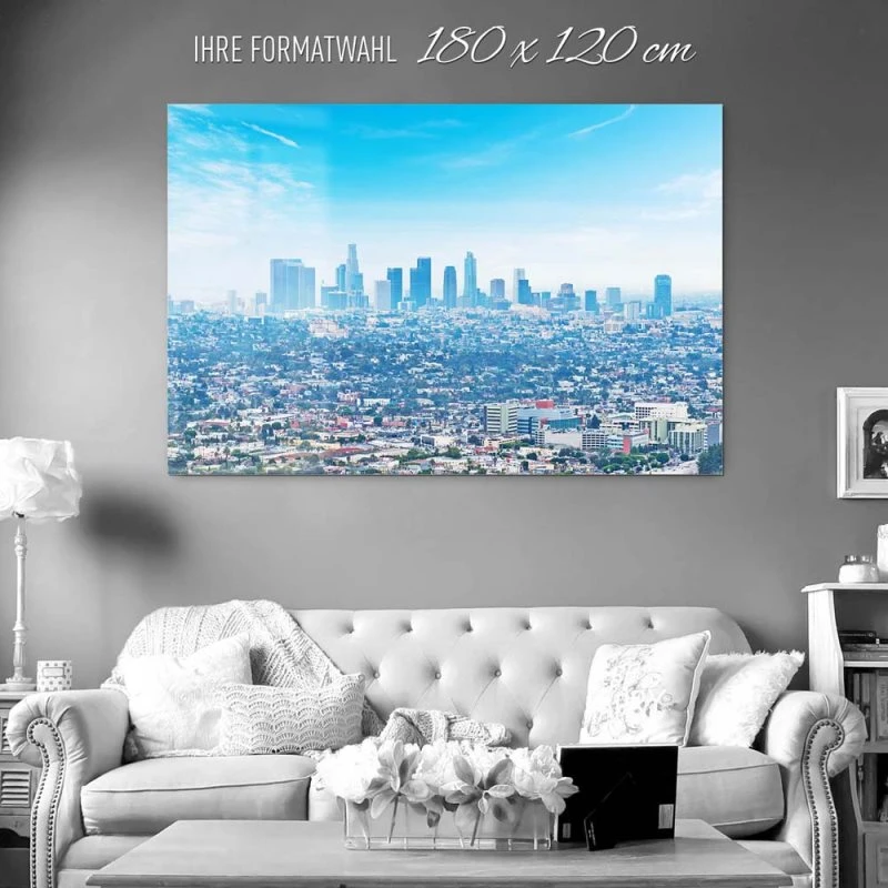 Skyline Los Angeles Panorama als Acrylglasverbund Bild 180x120cm