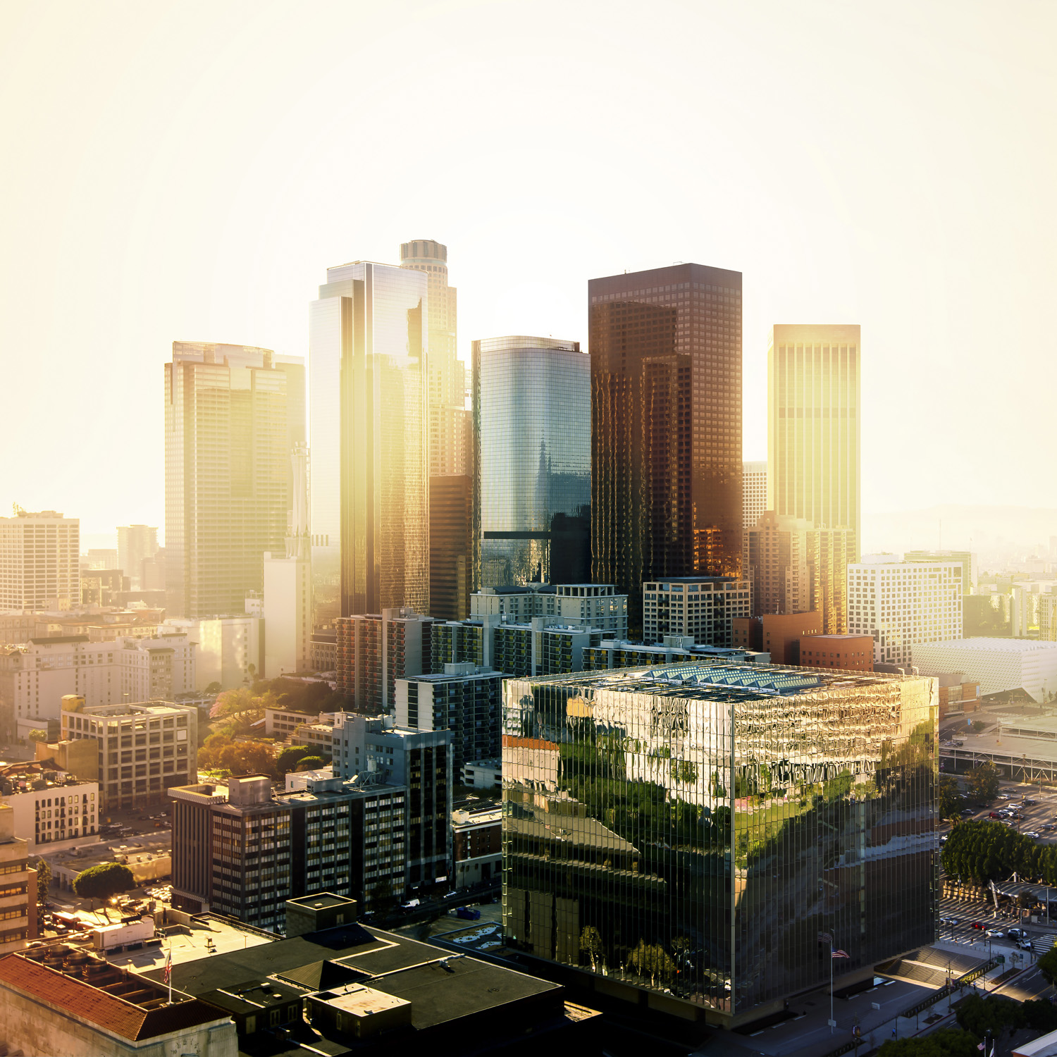Poster 50x50cm Los Angeles Sunset Skyline