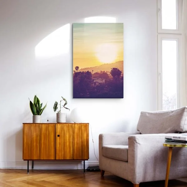 Skyline Los Angeles sunset als Alu-Dibond Bild 90x60cm