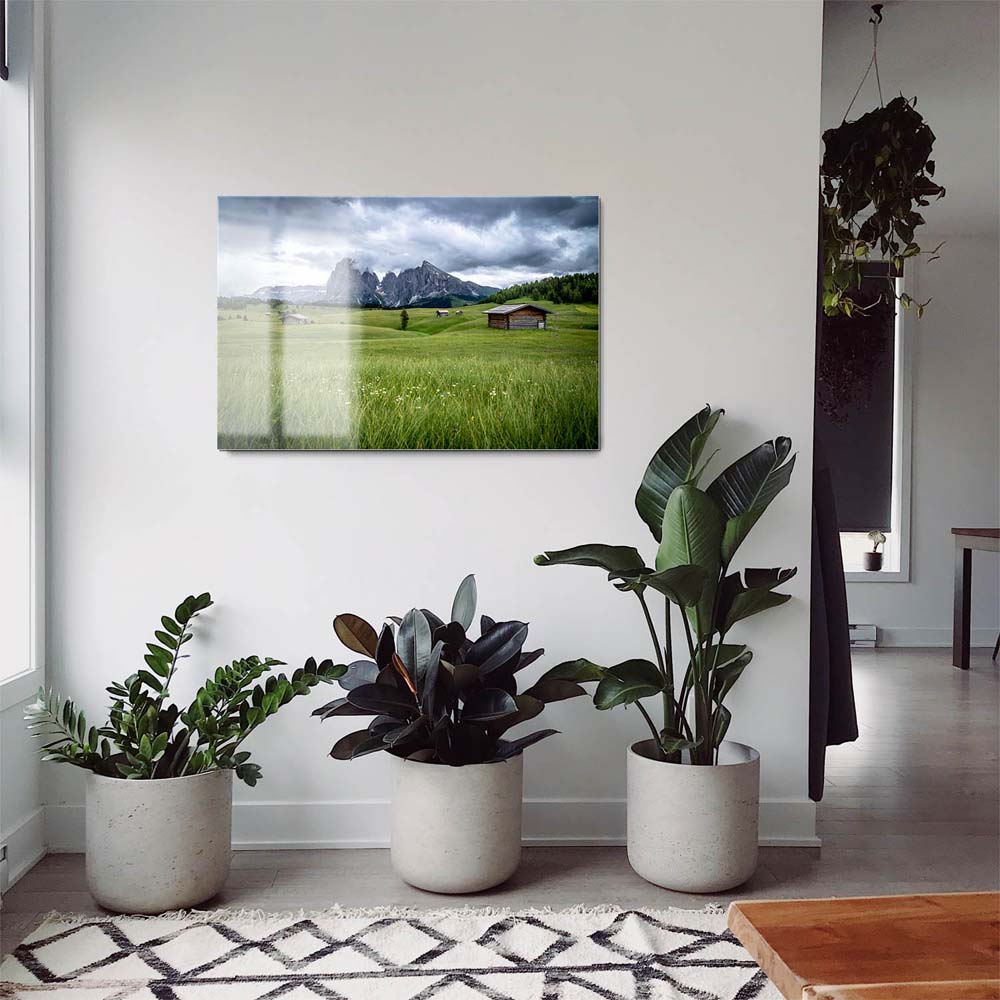 Alpen, Dolomiten Berg Langkofel als Acrylglasverbund Bild 180x90cm