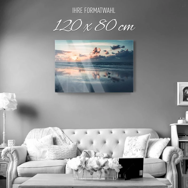 Strand & Meer Sonnenuntergang Nordsee als Acrylglas Bild 120x80cm