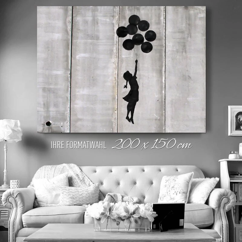 200x150cm großes Alu-Dibond Bild, Banksy Girl with ballons