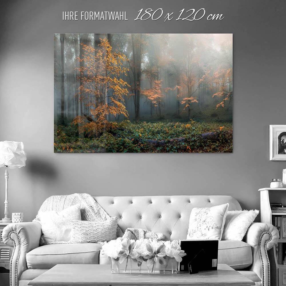 Wald Herbstidylle als Acrylglasverbund Bild 180x120cm